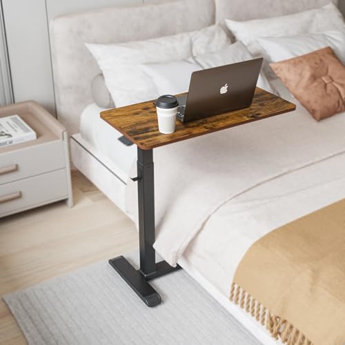ETHU Overbed Table with Wheels, Upgrade Medical Table with Drawer, Hospital Bed Table, Workstation Desk, Adjustable Overbed Bedside Rolling Laptop Desk, Walnut - color: Walnut