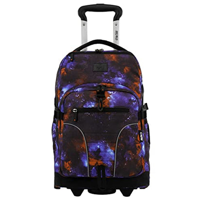 J World Lunar Rolling Backpack. Laptop Bag With Wheels. Wheeled Carry-On Travel Luggage, Galaxy, 19.5 x 13 x 8 Inches - color: Galaxy