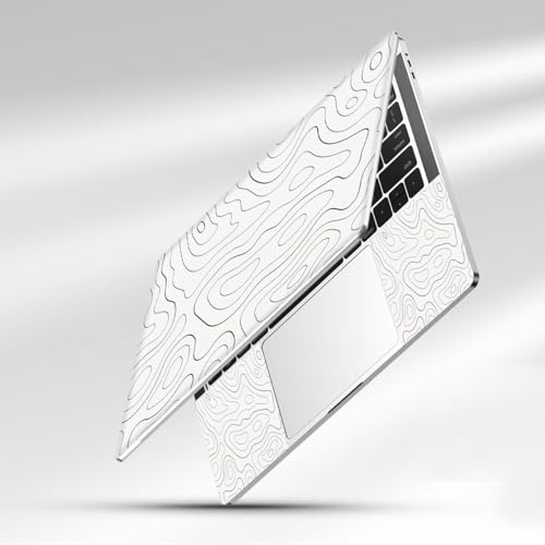 Universal Laptop Skin Sticker,Waterproof Reusable Vinyl Laptop Sticker Cover Art Protector Notebook PC,Cute Cartoon Notebook Stickers Decal,Fits 12 13 13.3 14 15 15.4 15.6 inch-White Line - color: Topographic White
