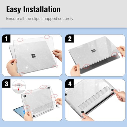 Fintie Case for 13.8 Inch Surface Laptop 8 2026 / Surface Laptop 7 2024 | Hard Shell, Slim Fit, Glittering Clear - color: Glittering Clear