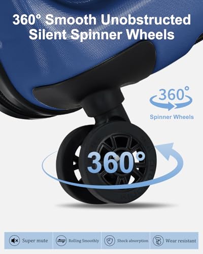 CENSIEN Expandable Luggage Sets, 20 Inch Carry On Luggage 28 Inch Suitcases | 20in Front Open Laptop Pocket Luggage,28in Top Open Trunk Suitcase,Lightweight ABS+PC Hardshell,YKK Zipper,Travel Bags,Blue - color: Navy Blue, size: 20/28 Inch EXT