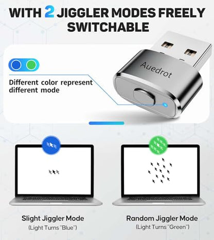 USB Mouse Mover with Switch Button, Automatic Mini Mouse Shaker with 2 Jiggle Modes, Driver-Free, Plug & Play, Keep Computer/Laptop Awake, USB-C Adapter, Silver - color: Silver