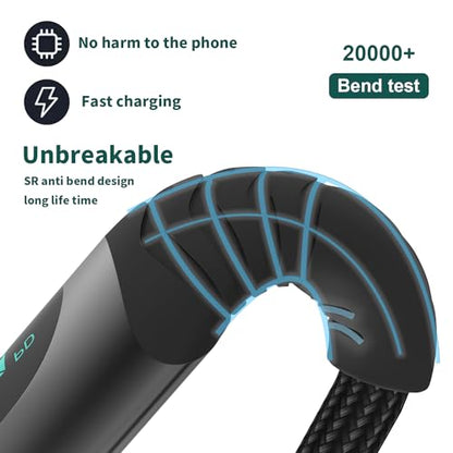 100W USB-C Cable[2-Pack,4FT/6.6FT],Type C Super Fast Charging with LED Display,USB C Charging Cable 480Mbps Data Nylon Braided Compatible with Samsung Galaxy iPad MacBook Pixel