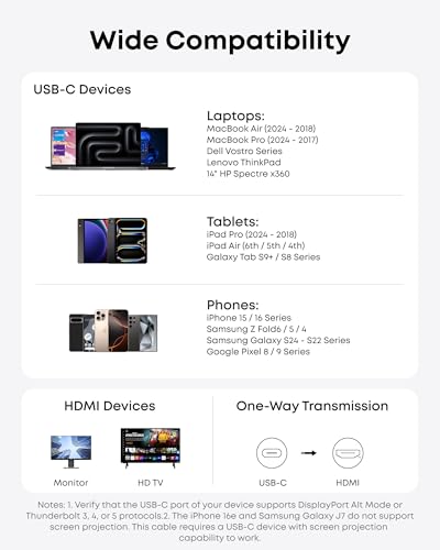 Anker HDMI Cable, 4K@60Hz Ultra-Fast USB C to HDMI Cord, 3ft | Nylon-Braided Cable with Advanced Shielding, HDR, Thunderbolt 5/4/3 Compatible, for MacBook, iPad, iPhone, HD TV, Black - size: 3FT
