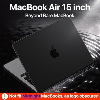 Macaset for MacBook Air 15 inch Case M5 M4 M3 M2 2026-2023 Mac Laptop Cover | Matte Black Clear, Protective Hard Shell, Anti Fingerprint & Scratch, Crack Resistant, Close Seamlessly, Ultra Thin, Snap Fit - color: Classic Black Clear