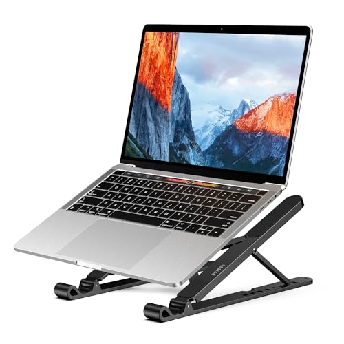 BESIGN LS01 Pro Ergonomic Laptop Stand, Plastic Laptop Riser, Portable and Adjustable Notebook Computer Holder Compatible with 10-14" Laptops (Black) - color: Black