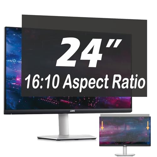 24 Inch Privacy Screen for Computer Monitor, 16:10 Anti-Spy Filter for Laptop & PC Display, Blue Light Blocking Anti-Glare Reversible Protector Film, Easy Slide-Mount Installation(24 Inch Widescreen(16:10)) - size: 24 Inch (16:10)