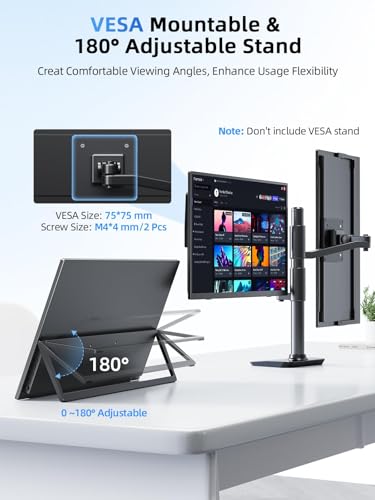 UPERFECT Portable Monitor Touchscreen 15.6 Inch 125% sRGB Travel Monitor | with Adjustable Stand, Speaker, VESA Mountable, USB-C HDMI Ultra-Slim Second Screen for Laptop MacBook Phone Game Console - size: 15.6 inch