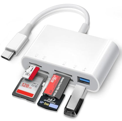 ChiaoPio USB C SD Card Reader, 5 in 1 USB-C to Memory Card Adapter with SD MicroSD MS Memory Stick XD Picture Slots & USB Female Port Compatible with iPhone 15 iPad Mac MacBook Pro/Air/Mini Laptop - size: 5 Port