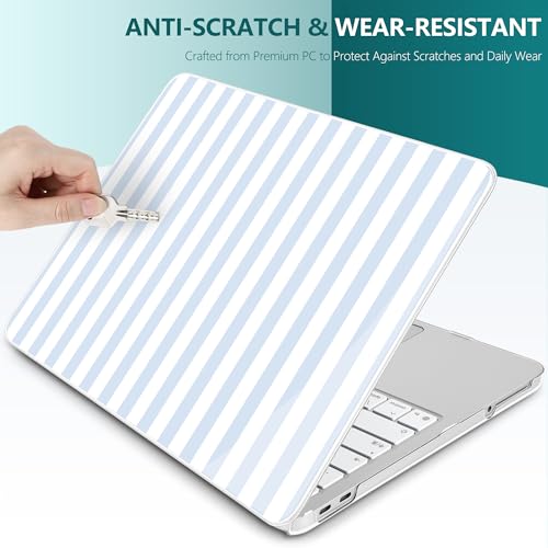 for MacBook Neo 13 Inch Case 2026 (Model A3404, A18 Pro chip), Stylish Pattern Protective Hard Shell with Screen Protector, Keyboard Cover & USB-C Adapter - Blue & White Stripes - color: Blue White Stripes