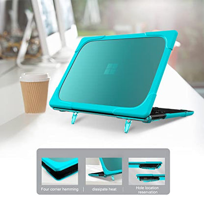 Batianda Durable Stand Case for Microsoft Surface Laptop 13.5 Inch, Blue | Fits Surface Laptop 3/4/5 13.5" with Alcantara Palm Rest, Heavy Duty Ergonomic Foldable Stand, TPU Bumper, Matte Hard Shell - color: Light blue, size: with Alcantara material Palm