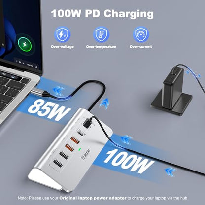 10-in-1 USB C Hub with Ethernet, 4K@60Hz HDMI, 10Gbps USB-C/USB-A, PD 100W, SD/TF, P9R PRO Docking Station for MacBook Pro/Air M1-M5, iPhone 17/16/15, iPad Pro, Windows - color: Silver Grey, size: 1.64ft