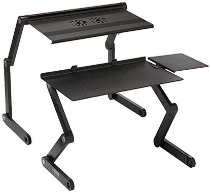 WorkEZ Adjustable Standing Desk Converter w/2 Fans & 3 USB Ports, Sit to Stand Desk Riser Monitor Standing Computer Desk, Height & Angle Negative Tilt - color: Black+usb Fan Hub