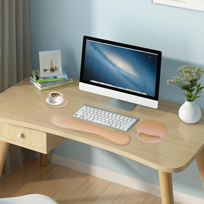 RICHEN 3 PCS Computer Mouse Pads for Desk with Coaster Set, Non-Slip Keyboard Wrist Rest and Mouse Pad Set, Ergonomic Design (Gradient Brown) - color: Gradient Brown