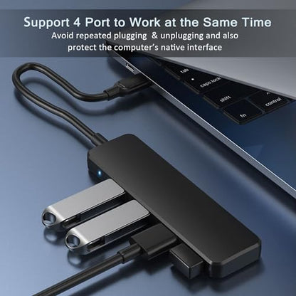 USB Hub 4 Port, VIENON USB 3.0 Hub USB Splitter for Laptop, USB Port Extender USB A Hub for PC, Desktop, Xbox, PS4, Flash Drive, Printer, Keyboard, Mouse, HDD, Plug and Play - size: 1FT