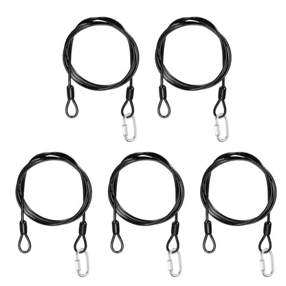 PATIKIL Security Cable Lock (1/8" Dia 3.3ft, Black)(5 Set) Vinyl Coated 304 Stainless Steel Double Loop Flexible Wire Rope Safety Cable with Quick Links Locking Connectors - color: Black, size: 1/8" x 3.3ft