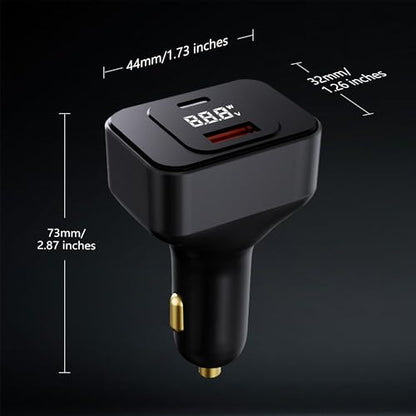 170W USB C Car Charger, Dual Port PD3.1 Adapter with LED Display & Cable | Dual Port Rapid Charging Hub (USB-C 140W, USB-A 30W), Cycling Data Monitor, Multi-Protection Chip, 3.3Ft 240W C to C Lead