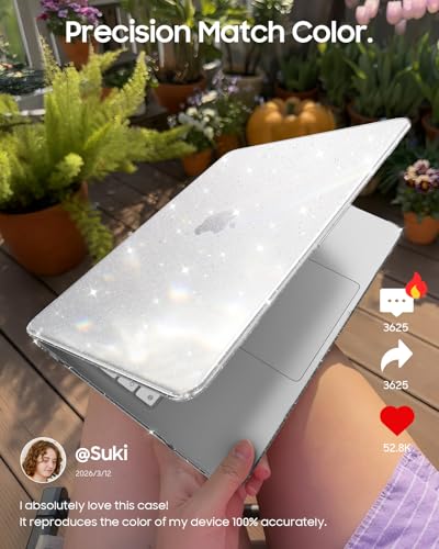 Fintie Case for MacBook Neo 13 Inch with Keyboard Skin & Screen Protector | 2026 A3404, Snap-On Design, Slim Fit, Hard Shell Cover, Glitter Blush - color: Glitter Clear