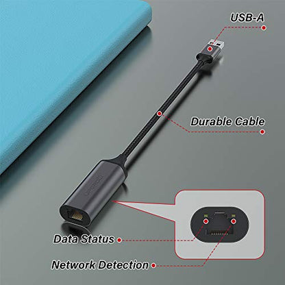 Upgrow Ethernet Adapter USB 3.0 to 1 Gabit 10/100/1000 Network RJ45 LAN Wired Adapter Compatible for Laptop Nintendo Switch, Wii, Wii U, MacBook, Chromebook, Windows, Mac OS, Surface and More - style: USB 3.0 to Ethernet