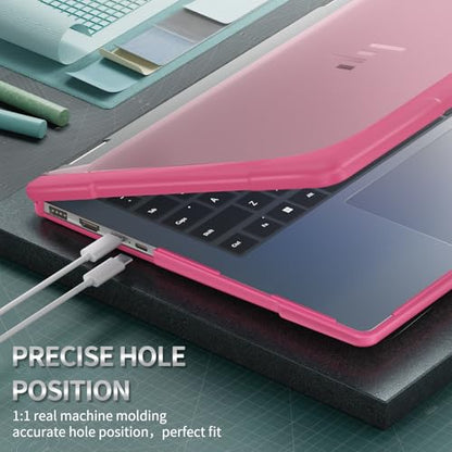 Heavy Duty Case for 14" HP Envy X360 2-in-1 2K Touch-Screen Laptop 2024 Release Shockproof Hard Shell Matte Translucent Anti-Fingerprint Protective Cover with TPU-Covered Edge (Pink) - color: Pink