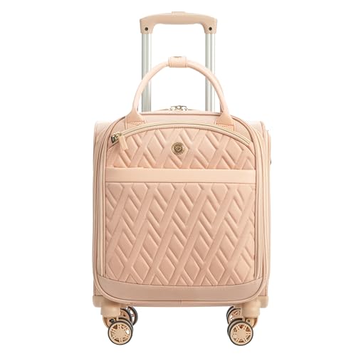 Verage 18x14x8in Spinner Underseat Carry-On Luggage -Airplane Personal Item Bag, USB A&C Charging Port, Padded Laptop Pocket & Wet/Dry Compartments for Women Business Travel & Short Trips,Blush Pink - color: NUDE PINK, size: Women's Underseat