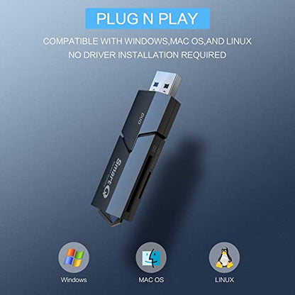 SmartQ C307 DUO SD Card Reader Portable USB 3.0 Flash Memory Card Adapter Hub for SD, Micro SD, SDXC, SDHC, MMC, Micro SDXC, Micro SDHC, UHS-I for Mac, Windows, Linux, Chrome, PC, Laptop, Switch (Duo) - size: Duo