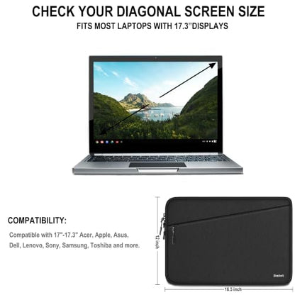 Laptop Sleeve 17 Inch, Traveling Water Resistant Laptop Sleeve with Pocket, Shockproof Protective Carrying Notebook Bag Compatible for 17-17.3 Inch Computer, Notebook, Black - color: Black, size: 17 Inch