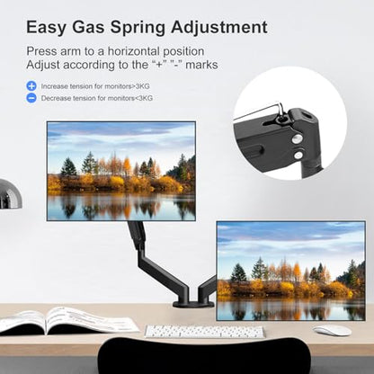 Aeons Dual Monitor Stand up to 32 inches Screen, Load-Bearing Max 22 lbs Each Gas Spring Pneumatic Arm, Adjustable Dual Monitor Mount, Max VESA 100x100mm, White - style: Dual Gas Arm, White