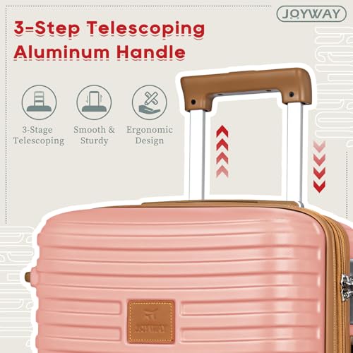 Joyway Expandable Carry on Luggage Sets Airline Approved, Lightweight Hard Shell 20 Inch Carry-on Suitcase with Spinner Wheels (Carry on luggage，Pink) - color: Pink, size: Carry on luggage