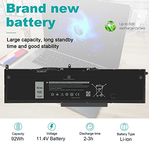 ASUNCELL VG93N 92Wh 6-Cell Laptop Battery Compatible with Dell Precision 15 3520 3530 M3520 M3530 Latitude 5580 5590 5591 E5580 E5590 E5591 Series 0VG93N WFWKK 0WFWKK 11.4V 7666mAh - size: VG93N 12.60 × 6.50 × 0.94 in