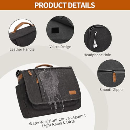 ESTARER 13-14 Inch Laptop Messenger Bag Water-Resistant Canvas Shoulder Bag for Business College, Grey - color: 13-14" Velcro-grey