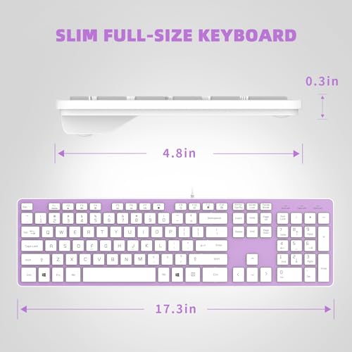 USB Wired Keyboard for Window,Comfortable Quiet Chocolate Keys, Durable Ultra-Slim Wired Computer Keyboard(QWERTY) for PC, Windows 11/10/8/7/XP/Vista KB1430 - color: purple