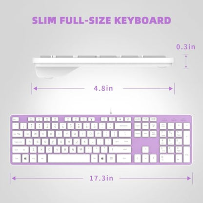 USB Wired Keyboard for Window,Comfortable Quiet Chocolate Keys, Durable Ultra-Slim Wired Computer Keyboard(QWERTY) for PC, Windows 11/10/8/7/XP/Vista KB1430 - color: purple