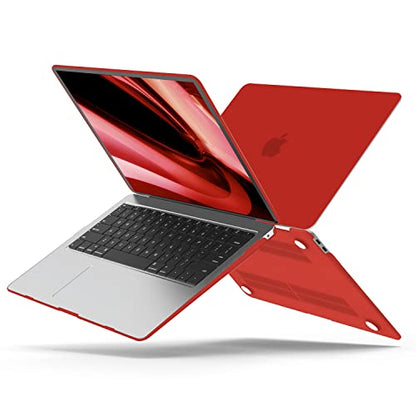 B BELK for MacBook Air 13 inch Case M1 2021 2020 2019 2018, Red | A2337 A2179 A1932, Matte Plastic Hard Shell for MacBook Air 13.3 inch Case Touch ID with Keyboard Cover & Screen Protector - color: Red