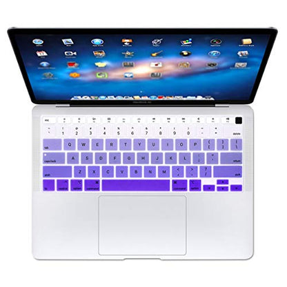 ProElife Keyboard Cover for MacBook Air 13-Inch with Touch ID A2337 M1 | Ombre Purple, U.S. Layout, Non-interference Design for ID Key, Dust-Proof, Silicone Protective Skin, Washable & Reusable - color: Ombre Purple