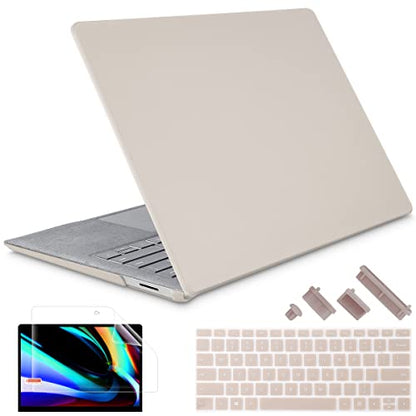 May Chen Case for 13.5" Microsoft Surface Laptop 3/4/5 with Alcantara Palm Rest Model 1867 1958 1950 (2019 2021 2022), Plastic Hard Shell Case with Keyboard Cover + Screen Protector, Stone - color: Stone