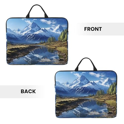 14 Inch Laptop Sleeve Case Waterproof Lightweight Laptop Case BagsSnowy Mountains Travel Laptop Bag With Handle For Women Men