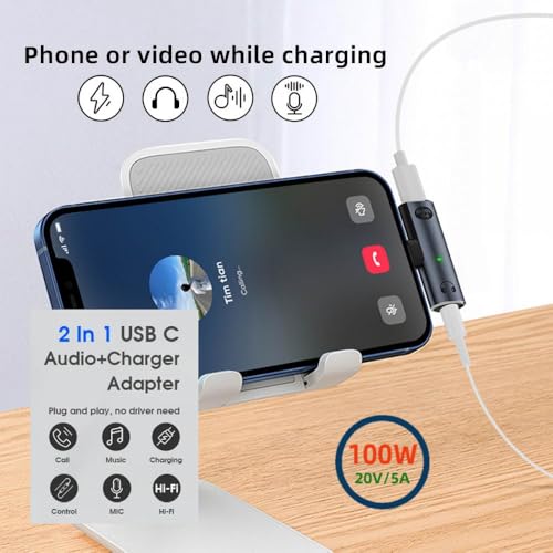 CY Audio Adapter USB-C Type-C to 3.5mm Audio DAC AUX Music 16bit 48kHz & 100W PD Power Adapter for Laptop Tablet Phone - style: USB-C to DAC 3.5mm 48kHz & PD