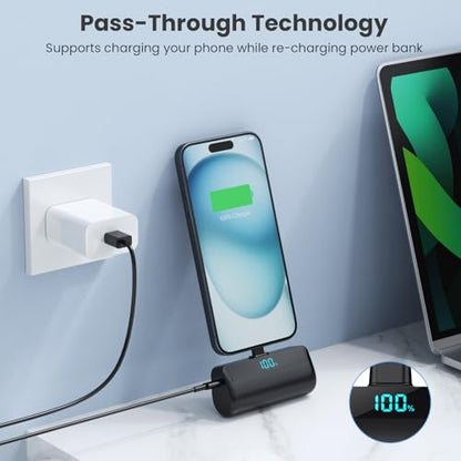 [2-Pack]Mini Portable Charger for iPhone 17/16 Series,Upgraded 5500mAh PD Fast Charging USB C Power Bank,Travel Essential Battery Pack for iPhone 17/17 Pro Max/16/15 Series Galaxy Android-Black+Black - color: Black+Black