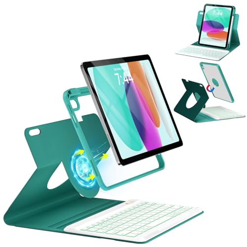 OYEEICE Keyboard Case for iPad A16 11th Gen & 10th Gen, 10.9/11 Inch | 360° Rotatable Detachable Wireless Keyboard Cover with Pencil Holder, Folio Protective Case for iPad 11th/10th Gen - color: Teal, size: 10TH (iPad 10/11 A16)