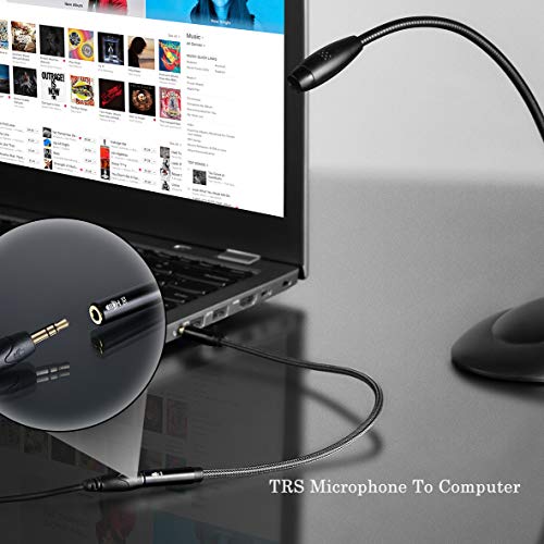 TRS to TRRS Adapter, 3.5mm Microphone Adapter - 30CM | TRS Female to TRRS Male, Microphone Adapter for iPhone and Android Smartphones and Tablets, ONLY for Microphone input - size: TRS Female to TRRS Male
