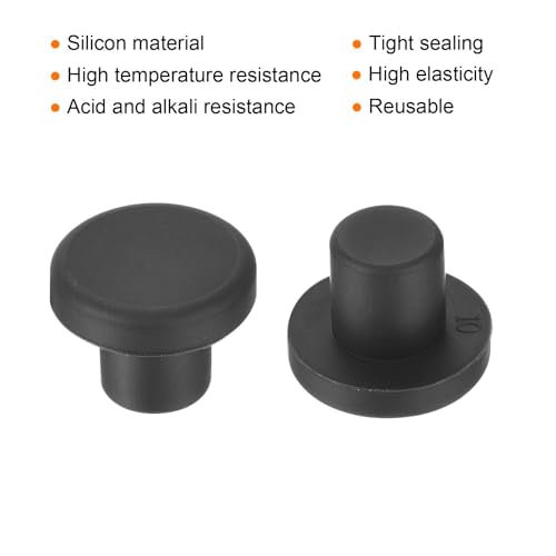 uxcell High Temp Silicone Plug Mount Dia 10mm/0.39 inch t Shaped Rubber Stopper Hole Plugs for Powder Coating Plating Waterproof Plugs Sealing Plugs Black Pack of 12(OD 18mm) - size: 10x18mm