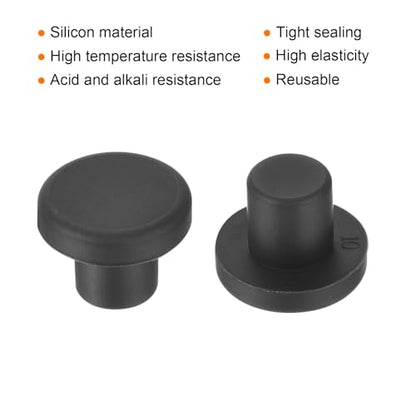 uxcell High Temp Silicone Plug Mount Dia 10mm/0.39 inch t Shaped Rubber Stopper Hole Plugs for Powder Coating Plating Waterproof Plugs Sealing Plugs Black Pack of 12(OD 18mm) - size: 10x18mm