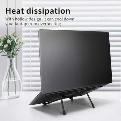 Protable Laptop Stand for Desk,Foldable Laptop Riser Holder,Ventilated Cooling Notebook Mount Computer Stand for 10-15.6” Laptops,Tablets，Aluminum (Black) - color: Black