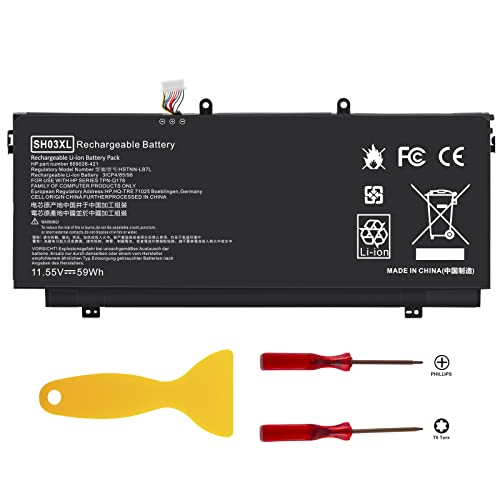 TREE.NB Spare Battery for HP Hp Spectre x360, Spectre x360 13 w023dx, Spectre x360 13-w0XX, SH03 SH03XL SH03057XL HSTNN-LB7L 859026-421 859356-855 TPN-Q178 - size: 10.43x4.33x0.15inch SH03XL