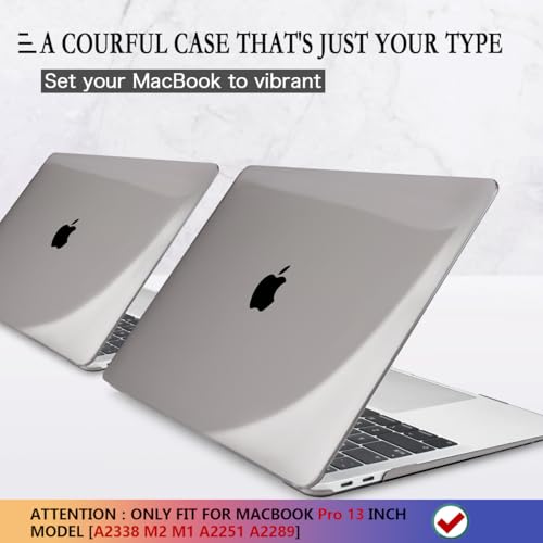 CISSOOK Case for MacBook Pro 13 Inch 2023 2022 2021 2020 Touch Bar, Grey Hard Shell Case Cover for MacBook Pro 13" M2 M1 A2338 A2251 A2289 Model with Keyboard Cover and Screen Protector - Gray - color: Gray