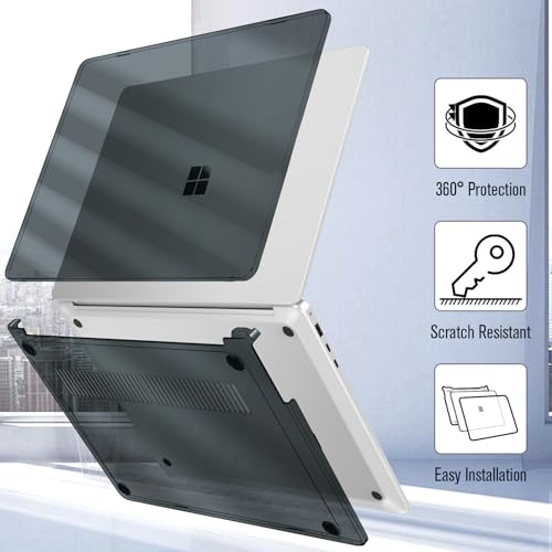 Fintie Case for 15 Inch Microsoft Surface Laptop 7 (2024 Release Model: 2037) / Surface Laptop 8th 15-inch (2026) - Protective Slim Snap On Hard Shell Cover (Crystal Black) - color: Crystal Black