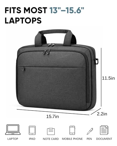 Bulado Laptop Bag with File Organizer, 15.6" Laptop Case, Water-Resistant | Multi-Compartment Work Bag, Carry-On for Business Commute Work Travel Trip