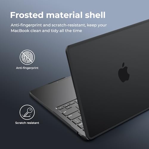 BlueSwan Anti-Cracking Hard Shell Case Compatible with MacBook Air 15 inch M5 M4 M3 M2 2026-2023 A3448 A3241 A3114 A2941, Drop Protection Soft TPU Bumper PC Base for Air 15.3 inch, Frosted Black - color: Frosted Black, size: Air 15-inch (2026-2023)