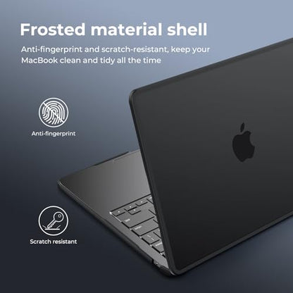 BlueSwan Anti-Cracking Hard Shell Case Compatible with MacBook Air 15 inch M5 M4 M3 M2 2026-2023 A3448 A3241 A3114 A2941, Drop Protection Soft TPU Bumper PC Base for Air 15.3 inch, Frosted Black - color: Frosted Black, size: Air 15-inch (2026-2023)